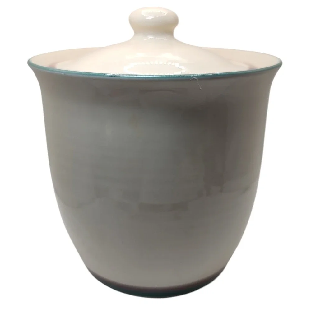 Pfaltzgraff Juniper‎ Large Canister with Lid Cream Green and Pink Food Storage